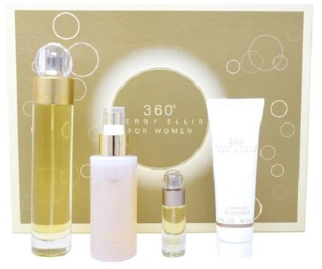 Estuche Perry Ellis 360 Mujer 4pzs 100ml EDT+7.5ml EDT+Gel De Baño+Splash